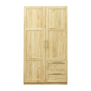 Oak Armoire with 2 Drawers and 5 Storage Spaces( H 70.87 in. X W 39.37 in. X 19.49 in. D)