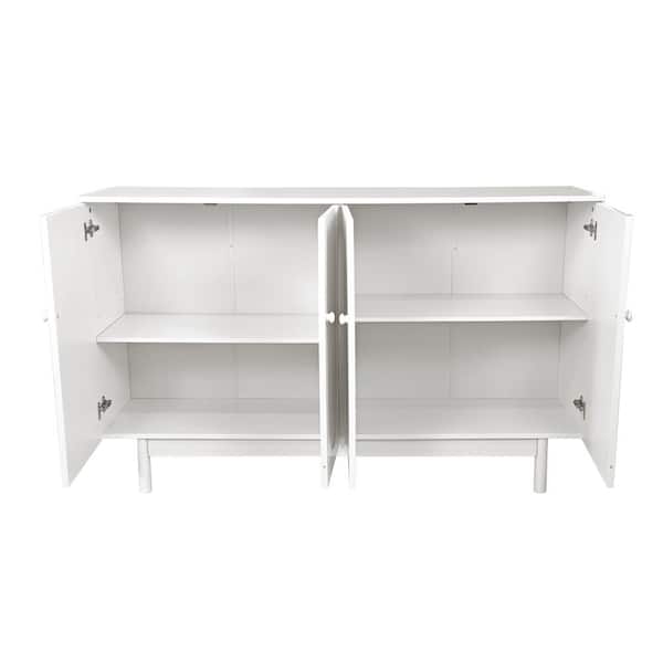 59.06 in. W x 15.75 in. D x 35.43 in. H Bathroom White Linen Cabinet
