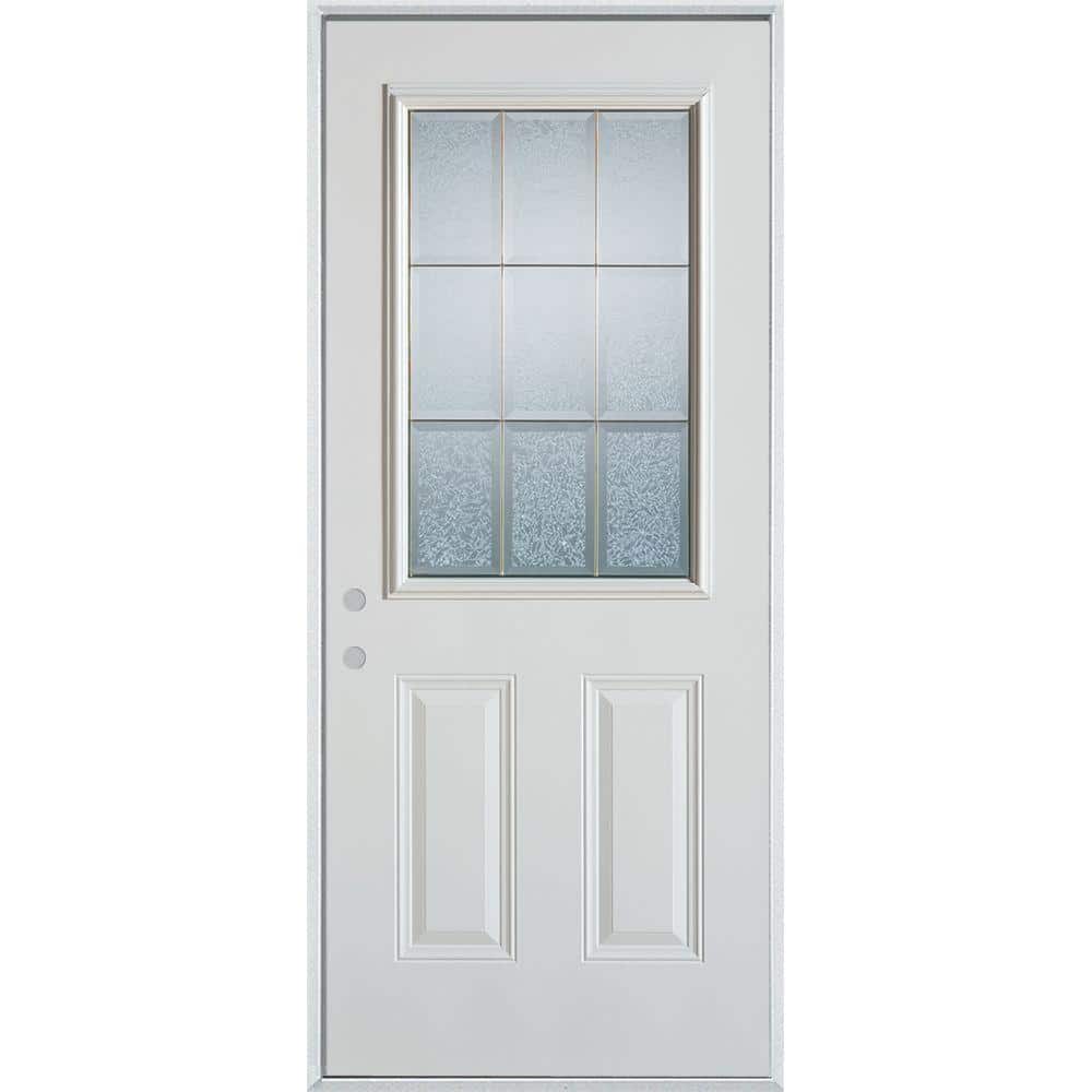 Geometric 32 in x 80 in 2 Panel Right-Hand/Inswing 1/2 Lite White Primed Smooth Fiberglass Prehung Front Door price history on PriceWatchPro