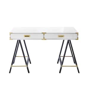 23.5 in. Rectangular White 2 Drawer Executive Desks with A-shaped Legs