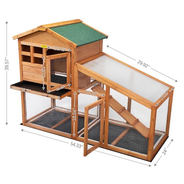 Coziwow Rabbit Hutch Wood 2 Story Bunny House With Slant Sunlight Panel Orange Cw12e04 The Home Depot