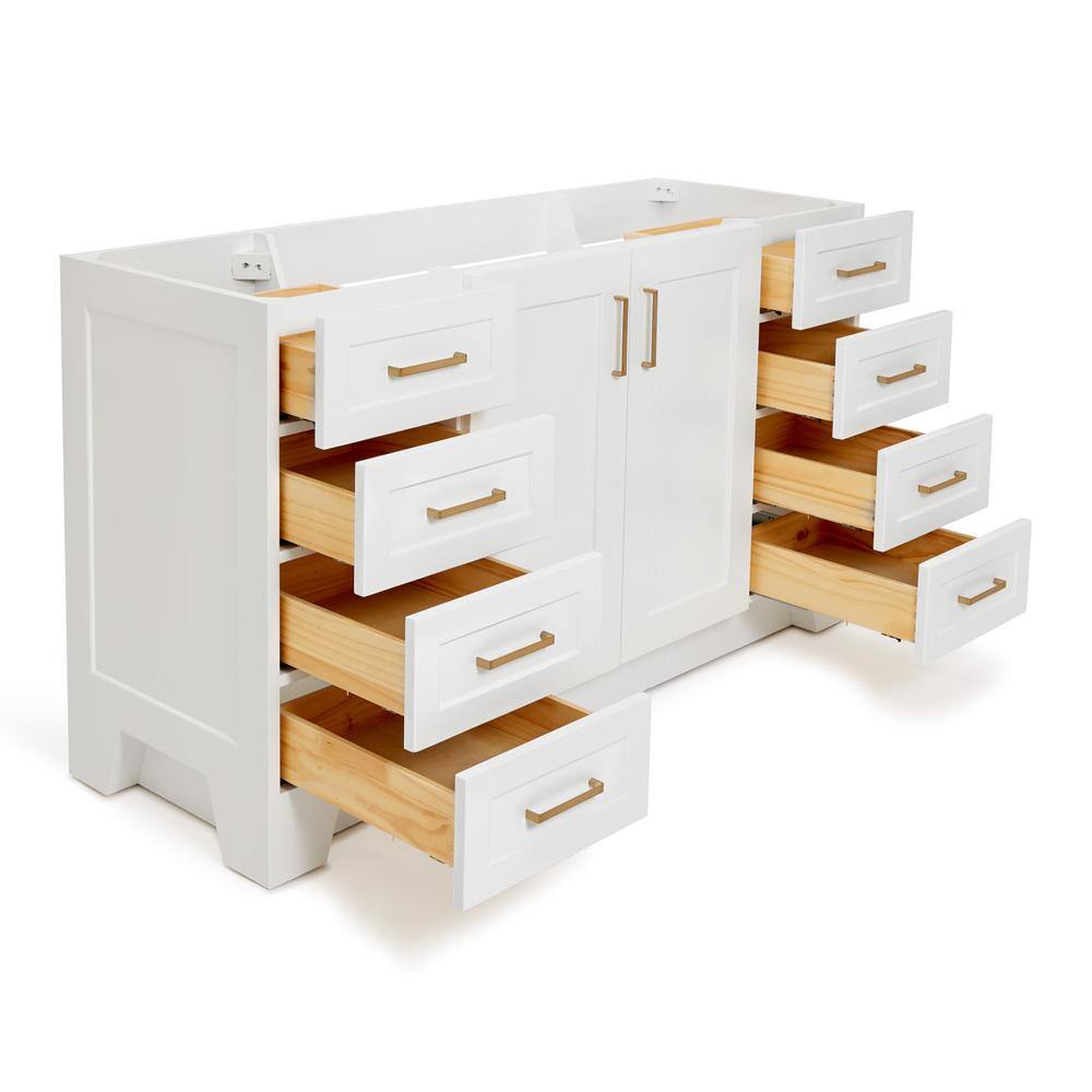 Taylor 60'' White Freestanding Single Vanity with Brass Hardware
