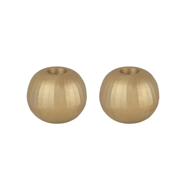 Unbranded 4-1/4" diameter x 3-1/2" Height, Brass Aluminum Solid Candle Holder, Table Decorative Candle Stand. Set of 2.