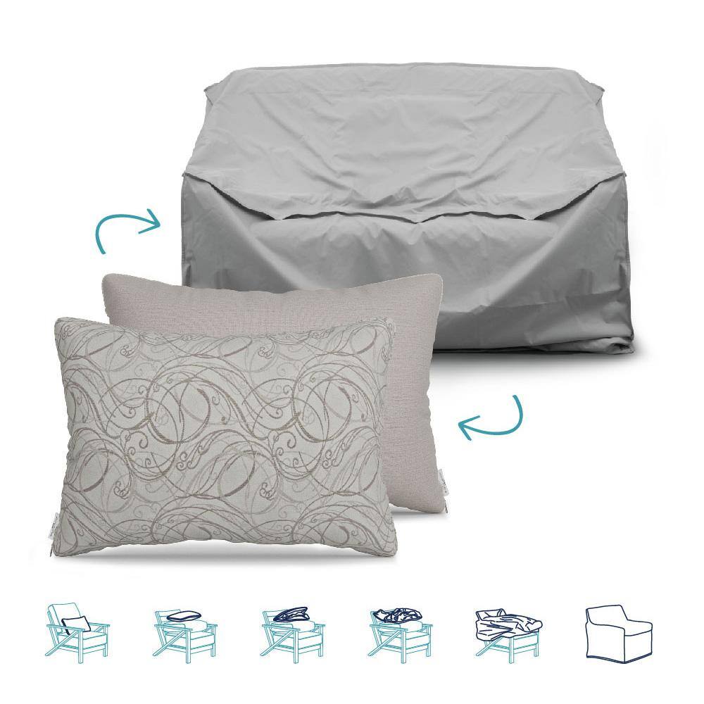 Pillow-To-Cover 16 in. x 24 in. Fantasia Parchment/Cast Silver Pillow Loves