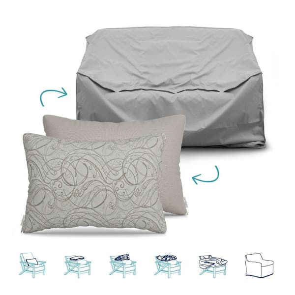 Unbranded Pillow-To-Cover 16 in. x 24 in. Fantasia Parchment/Cast Silver Pillow Loveseat Cover