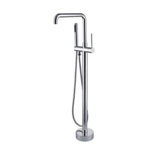 Single-Handle Freestanding Tub Faucet with Hand Shower in Chrome