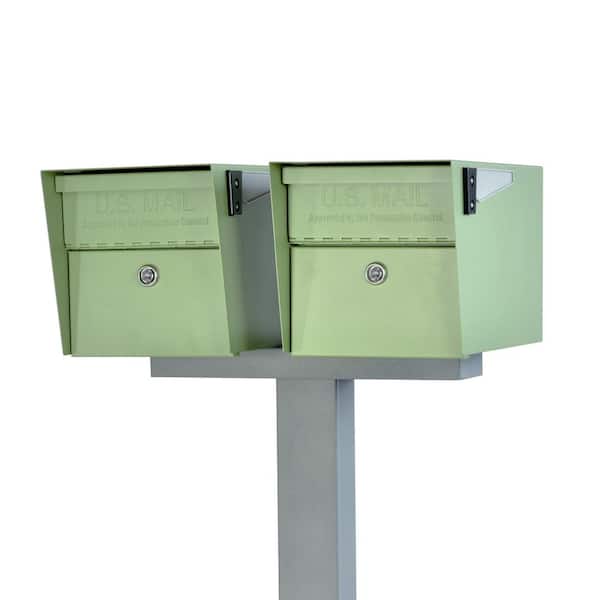 Mail Manager X2 Locking Mailbox Combo Kit w/ Granite In-Ground Post, Sage Green, 2 Way Multi Mount High Security Cluster