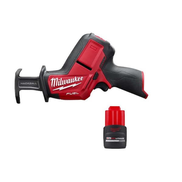 Milwaukee M12 FUEL 12V Lithium-Ion Brushless Cordless HACKZALL Reciprocating Saw w/CP High Output 2.5 Ah Battery Pack