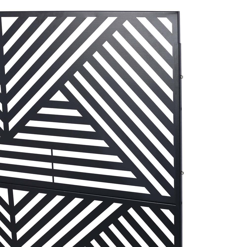76" Black Metal Freestanding Privacy Screen for Indoor & Outdoor Use