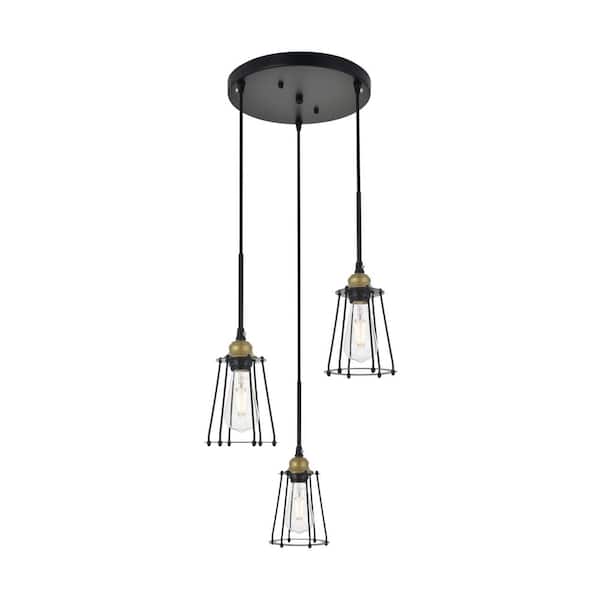 Unbranded Timeless Home Adams 3-Light Brass and Black Pendant