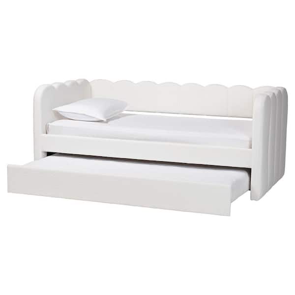 Baxton Studio Palmer Cream Teddy-Bear Fabric Twin Daybed with