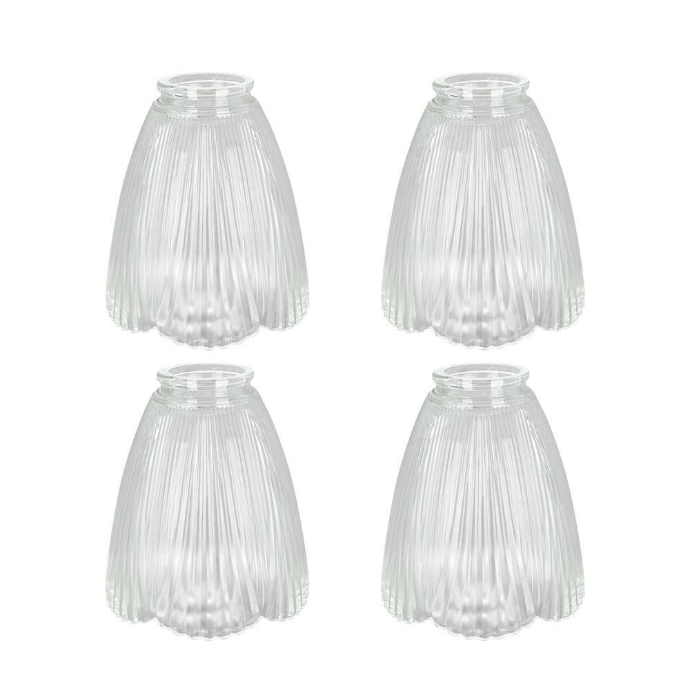 Clear Ribbed Glass Bell Chandelier Shade Set, 5-1/4" Height