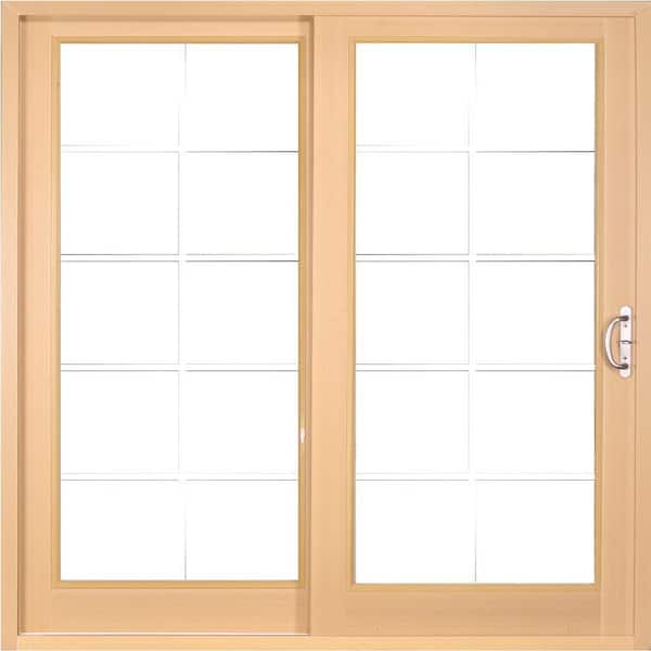 72 in. x 80 in. White Exterior with Woodgrain Interior Left-Hand Composite Prehung DP50 Sliding Patio Door