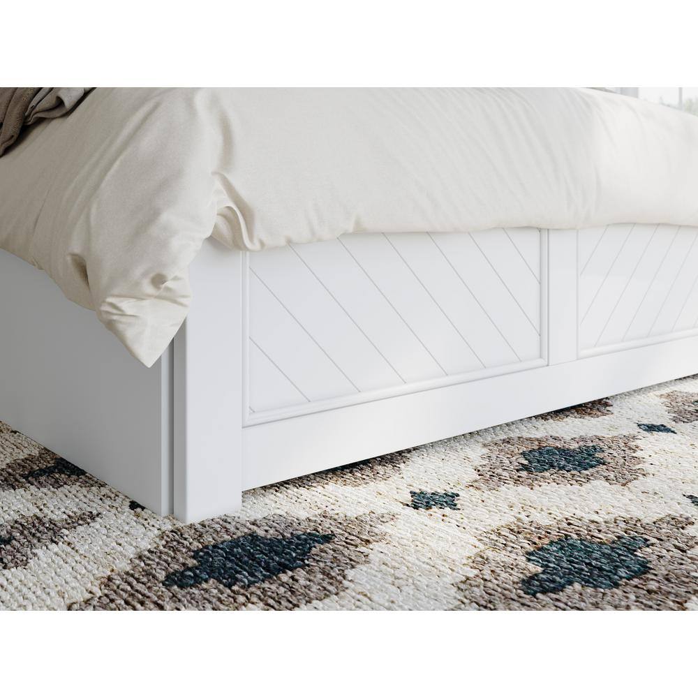 Walnut Full Platform Bed with Trundle and USB Charger