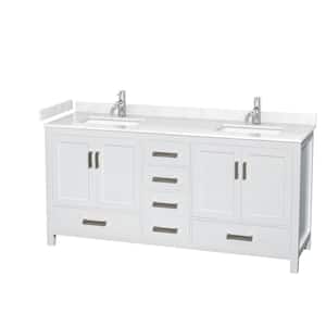 Sheffield 72 in. W x 22 in. D Double Bath Vanity in White with Cultured Marble Vanity Top in White with White Basins