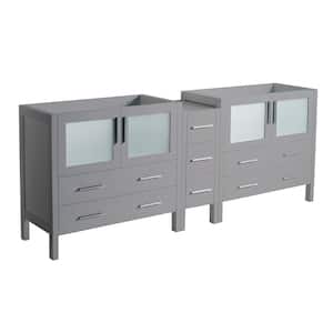 Torino 83 in. W Modern Double Bath Vanity Cabinet Only in Gray with Middle Cabinet