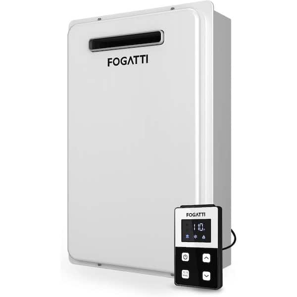 FOGATTI InstaGas Classic CS120S 5.1 GPM 120,000 BTU Residential Natural Gas Tankless Water Heater, Outdoor White