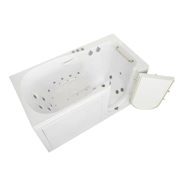 Ella ShaK 36 in. x 72 in Walk-In MicroBubble, Whirlpool and Air Bath Bathtub in White, Foot Massage, LHS Door, Dual Drain
