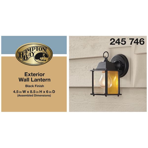 ayao no2 Hampton Bay 1-Light Black Outdoor Wall Lantern Sconce