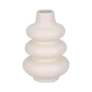 9 in. Ivory Stoneware Abstract Stacked Sphere Decorative Vase