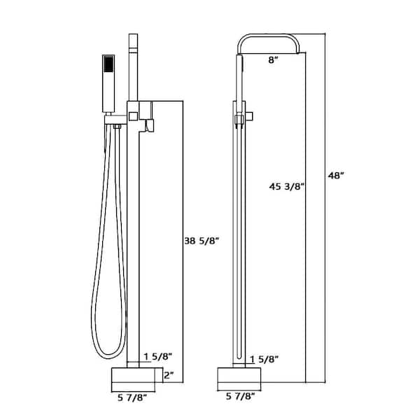 Single-Handle Freestanding Bathtub Faucet with Hand Shower Floor Mounted in Chrome