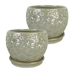 Elora 8 in. Dia Pearl Ceramic Indoor Pot (2-Pack)
