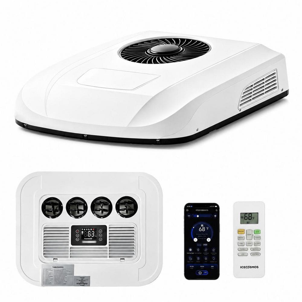 Ultra-Slim 5.5 Inch Height 230 Inch Length Rooftop 12V DC RV Air Conditioner Super Quiet Cooling Heating 1 Piece price history on PriceWatchPro