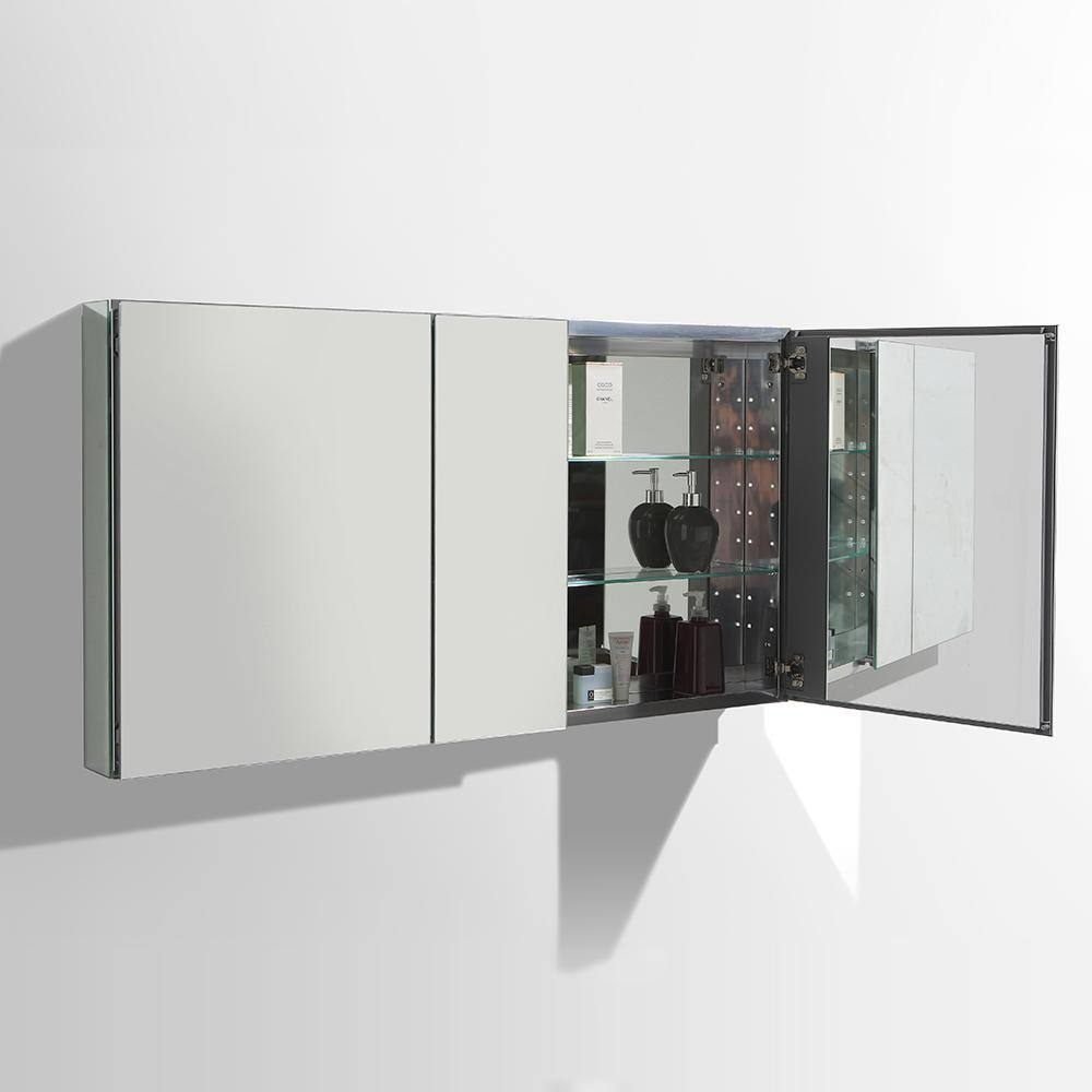 Senza 49" Wide Frameless Mirrored Bathroom Medicine Cabinet
