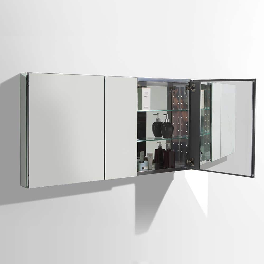 Senza 49" Wide Frameless Mirrored Bathroom Medicine Cabinet