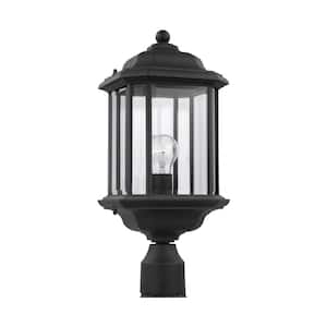 Kent 1-Light Black Outdoor Lamp Post Light with Clear Beveled Glass