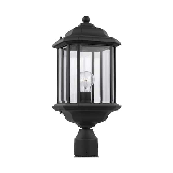 Generation Lighting Kent 1-Light Black Outdoor Lamp Post Light with Clear Beveled Glass