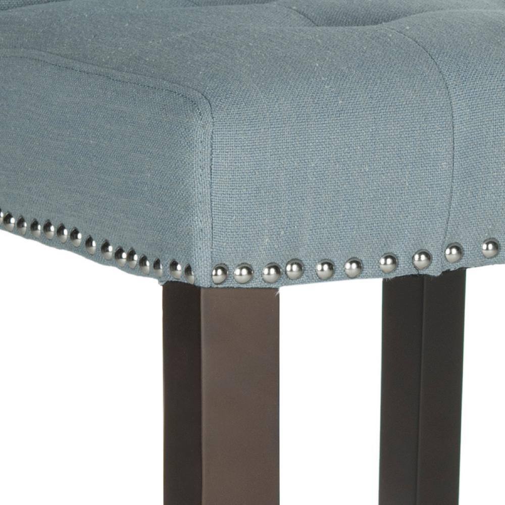 Sky Blue Transitional Bar Stool with Espresso Birch Wood Legs