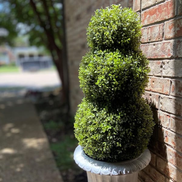 64 ft. Artificial Boxwood Triple Topiary Tree Adjustable Height