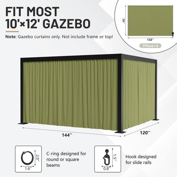 WNP 10 ft. x 12 ft. Universal Outdoor Privacy Curtains, Gazebo