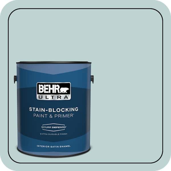 BEHR ULTRA 1 gal. #500E-3 Rain Washed Extra Durable Satin Enamel Interior Paint & Primer