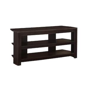 42 in. Espresso Particle Board Corner TV Stand Fits TVs Up to 42 in. with Open Storage
