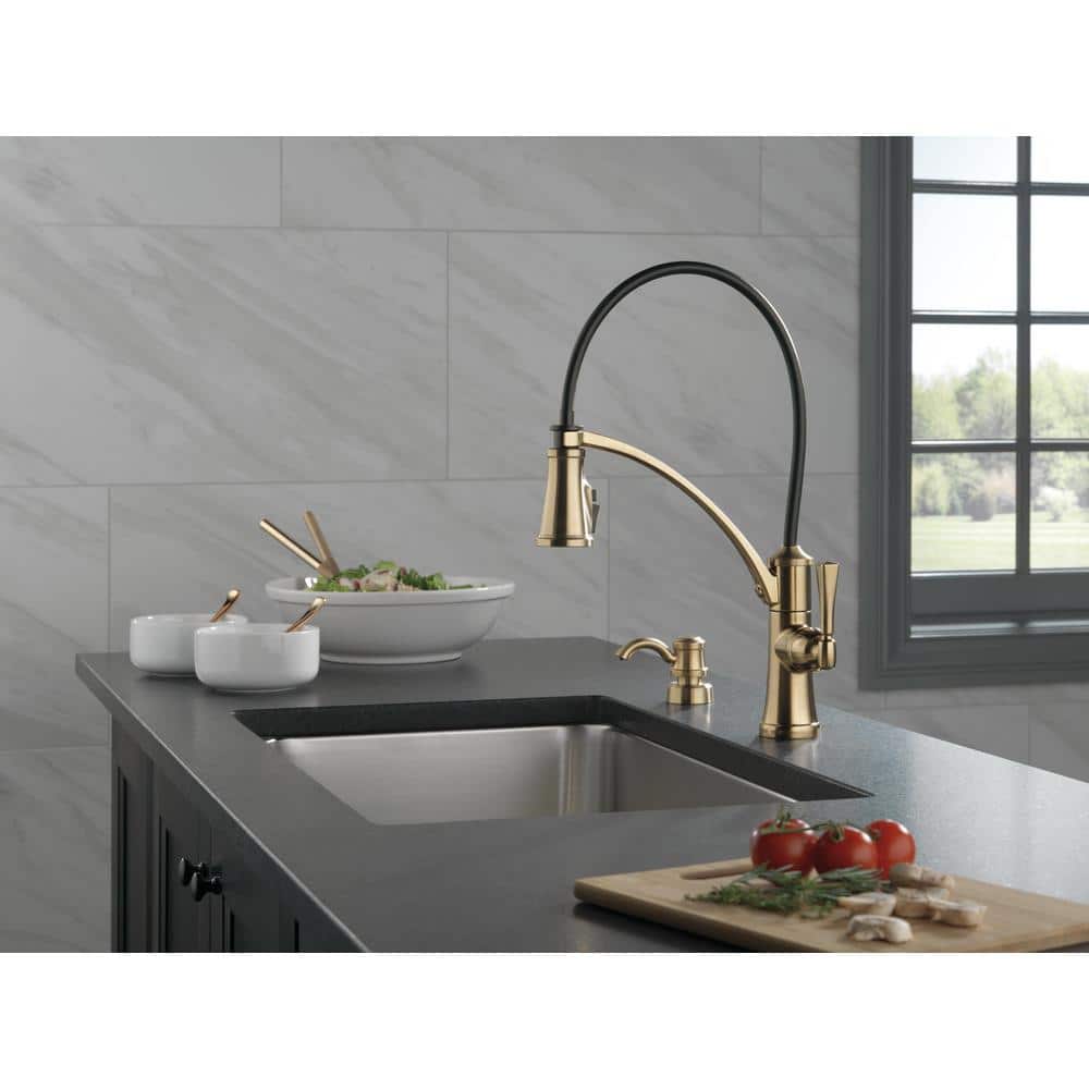 Foundry Champagne Bronze Pull-Down Kitchen Faucet with Soap Dispenser