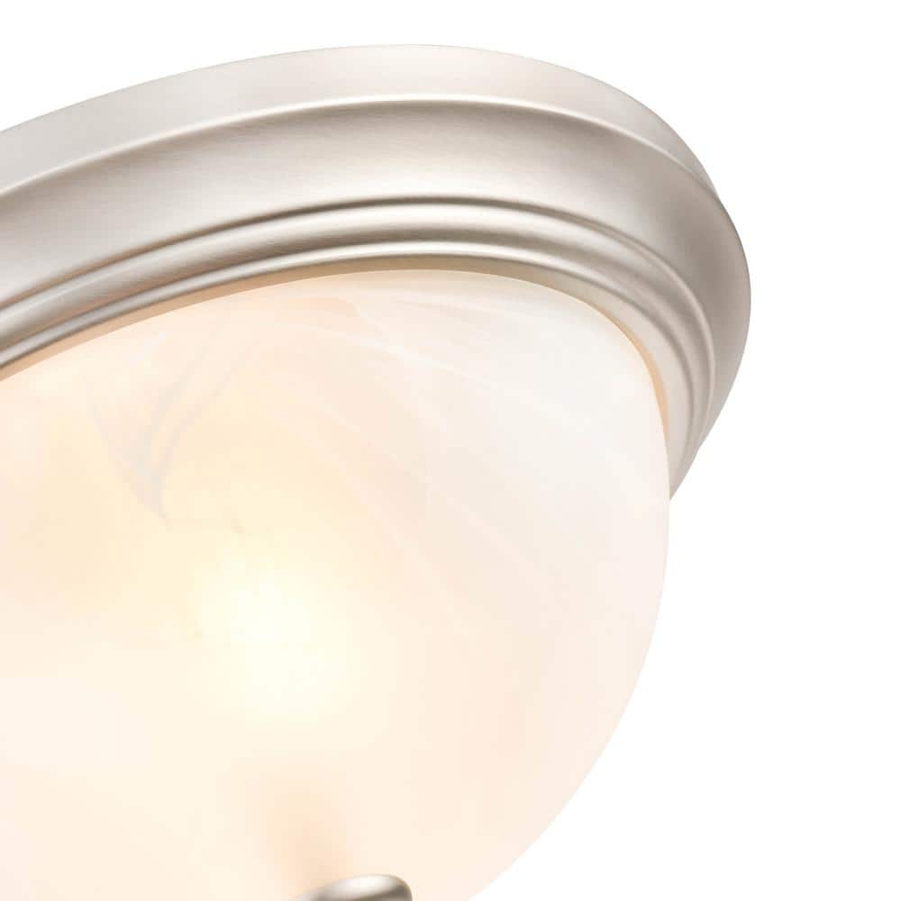 Sleek Satin Nickel 11" Glass Bowl Flush Mount Light