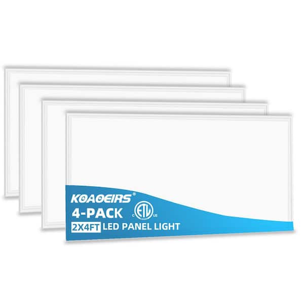 (4-Pack) 7800 Lumens 2 ft. x 4 ft. Integrated LED Panel Light 5000K 2 x 4 LEDLight Fixture 0/10-Volt Dimmable ETL Listed