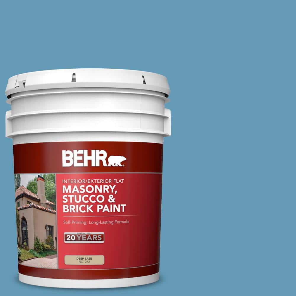 5 gal. #S490-4 Yacht Blue Flat Interior/Exterior Masonry, Stucco and Brick 