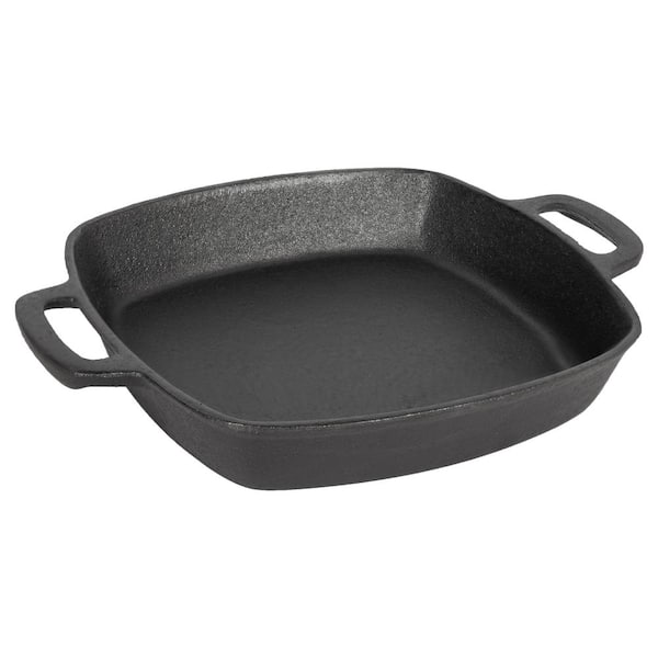 3-In-1 Pre-Seasoned Cast Iron Round Deep Roasting Pan With Reversible Grill  Griddle Lid, 6.8 Quart 