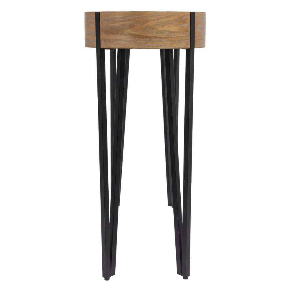 Astoria Natural Wood Console Table with Black Iron Hairpin Legs
