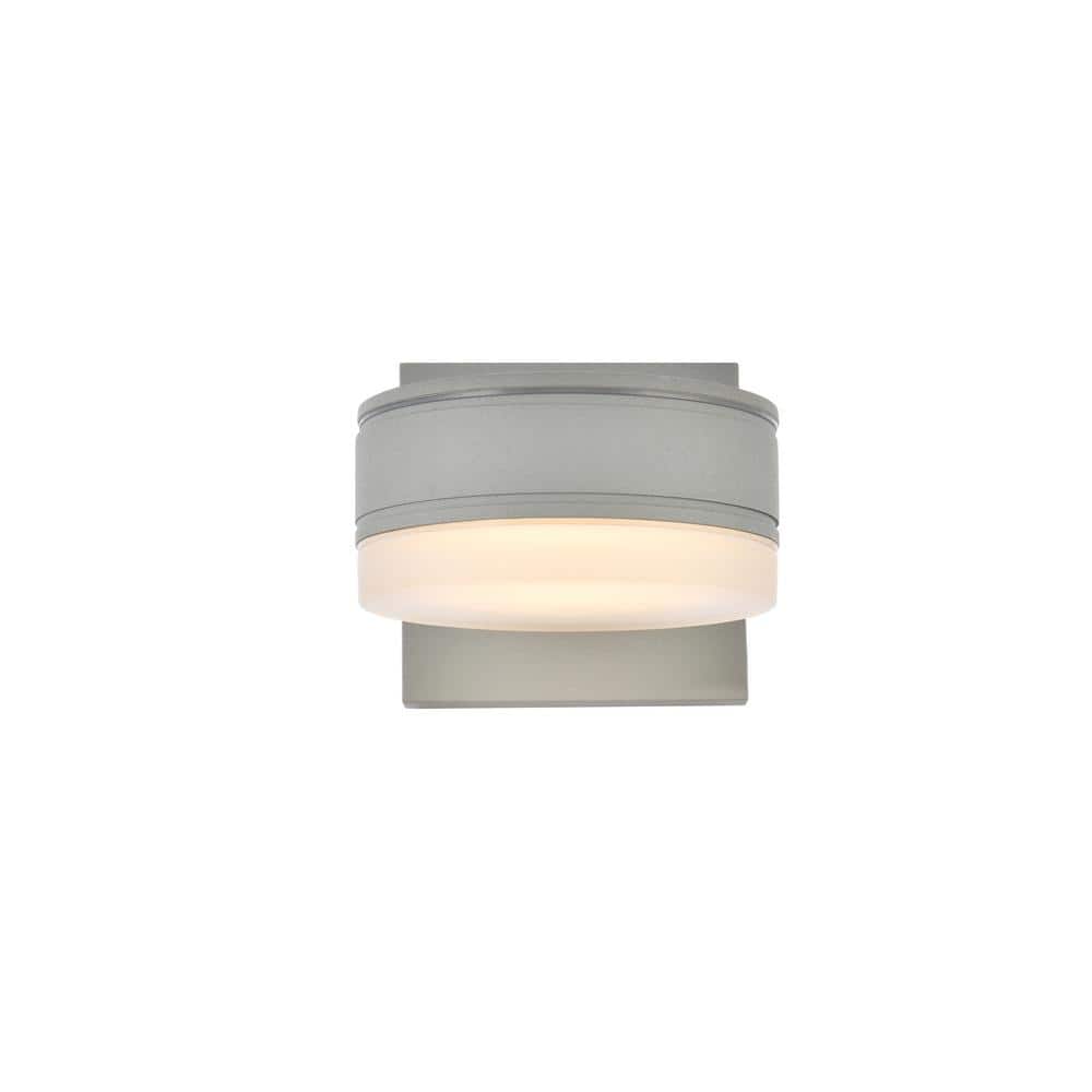 Timeless Home 1-Light Round Silver LED Outdoor Wall Sconce