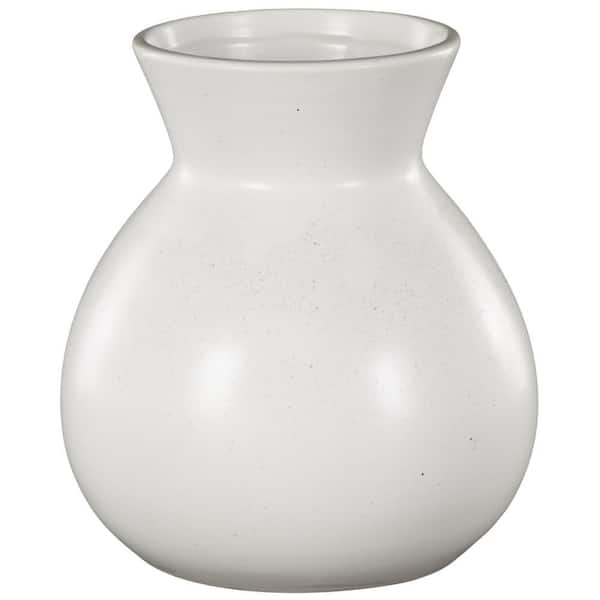 Litton Lane White Minimalistic Ceramic Decorative Vase with Multi-Colored Speckles