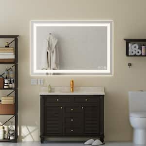 48 in. W x 32 in. H Anti-Fog Rectangular Frameless LED Power Off Memory Function Wall Bathroom Vanity Mirror in Silver