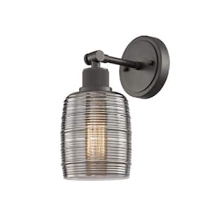Amiens 5 in. 1-Light Vanity Light in Burning Gray with Smoked Glass