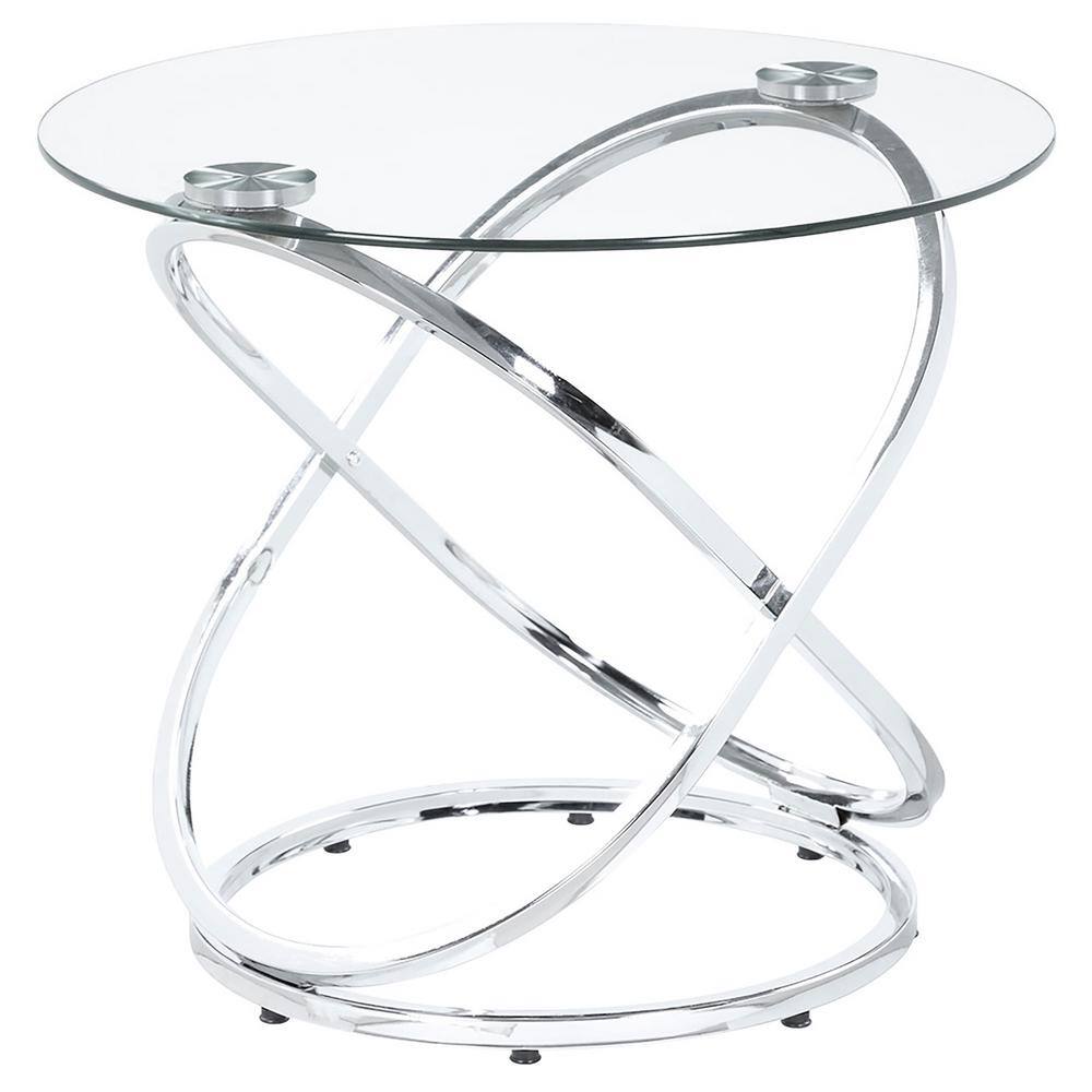 Ecliptic Chrome & Glass Oval Coffee Table Set