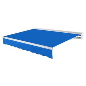 12 ft. Destin Left Motorized Retractable Awning with Hood (120 in. Projection) in Bright Blue