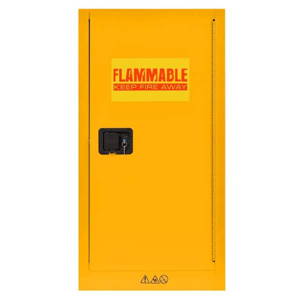 Edsal Steel Freestanding Flammable Liquid Safety Single-Door Storage Cabinet in Yellow (44 in. H x 23 in. W x 18 in. D)