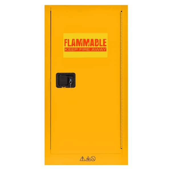 Steel Freestanding Flammable Liquid Safety Single-Door Storage Cabinet in Yellow (44 in. H x 23 in. W x 18 in. D)